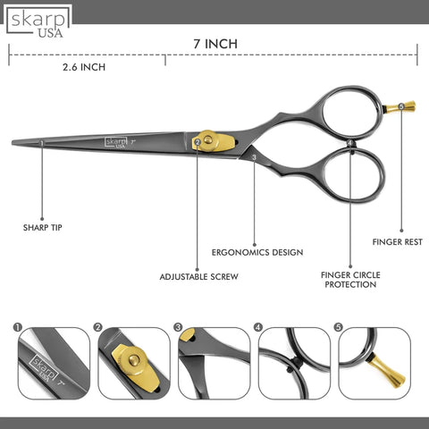 Professional Hair Scissors- 7” - Razor Edge Barber Scissors for Men and Women - Premium Shears for Hair Cutting For Salon and Home Use