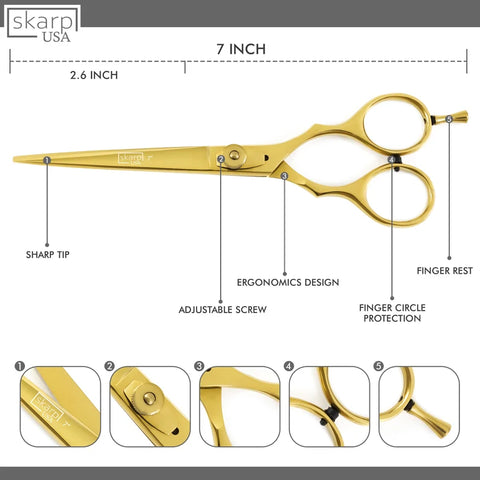 Professional Hair Scissors- 7” - Razor Edge Barber Scissors for Men and Women - Premium Shears for Hair Cutting For Salon and Home Use