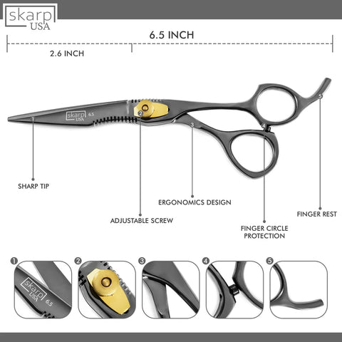 Professional Hair Scissors- 6.5” - Razor Edge Barber Scissors for Men and Women - Premium Shears for Hair Cutting For Salon and Home Use