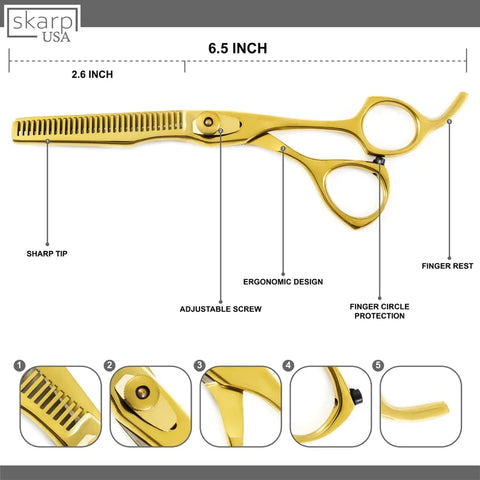 Professional Hair thinning Scissor 6.5'', Stainless Steel Barber Hair Cutting Razor Edge Teeth Shears For Men Women Kids Pets Salon & Home